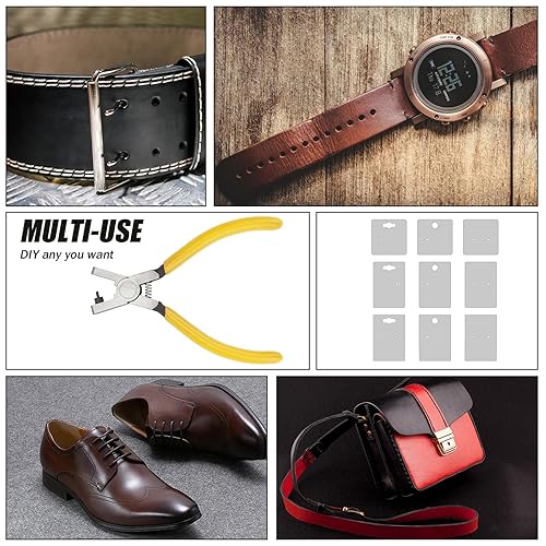 Miniatura 5 de Alicates perforadores de cuero para cinturón de reloj, alicates perforadores de agujero redondo, correa de zapato universal de 0.079 pulgadas,