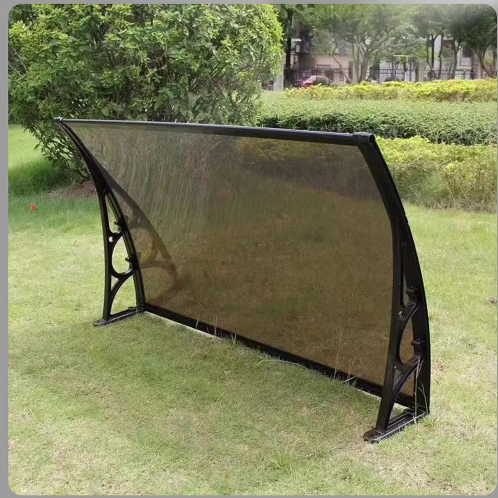Auvent de toiture en polycarbonate marron avec support aluminium pour porche de porte