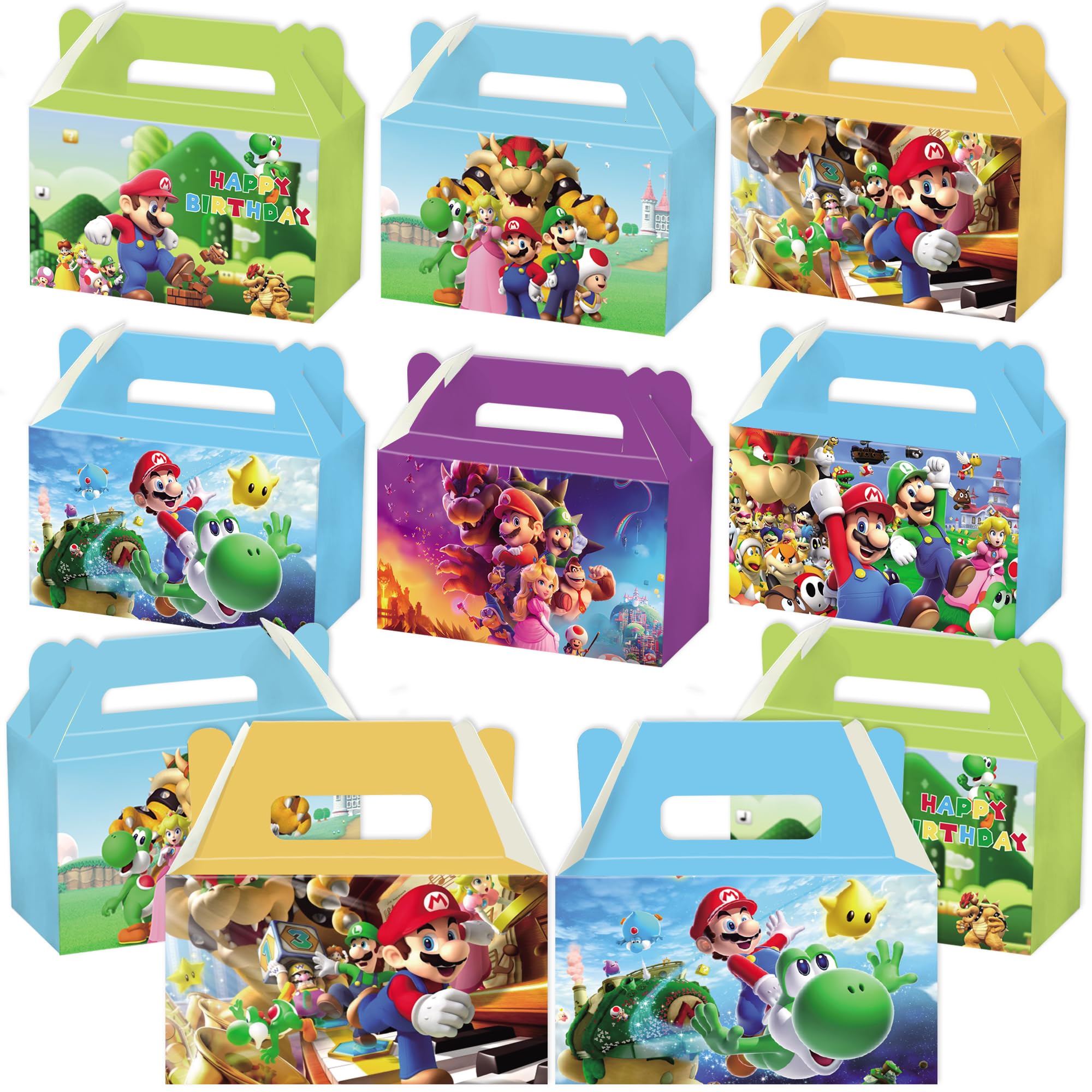 Mario Birthday Party Supplies, Mario Party Favors Include 12pcs Candy Box, Mario Party Decorations Super Bro Party Gift Box Toy Box for Boys and Girls