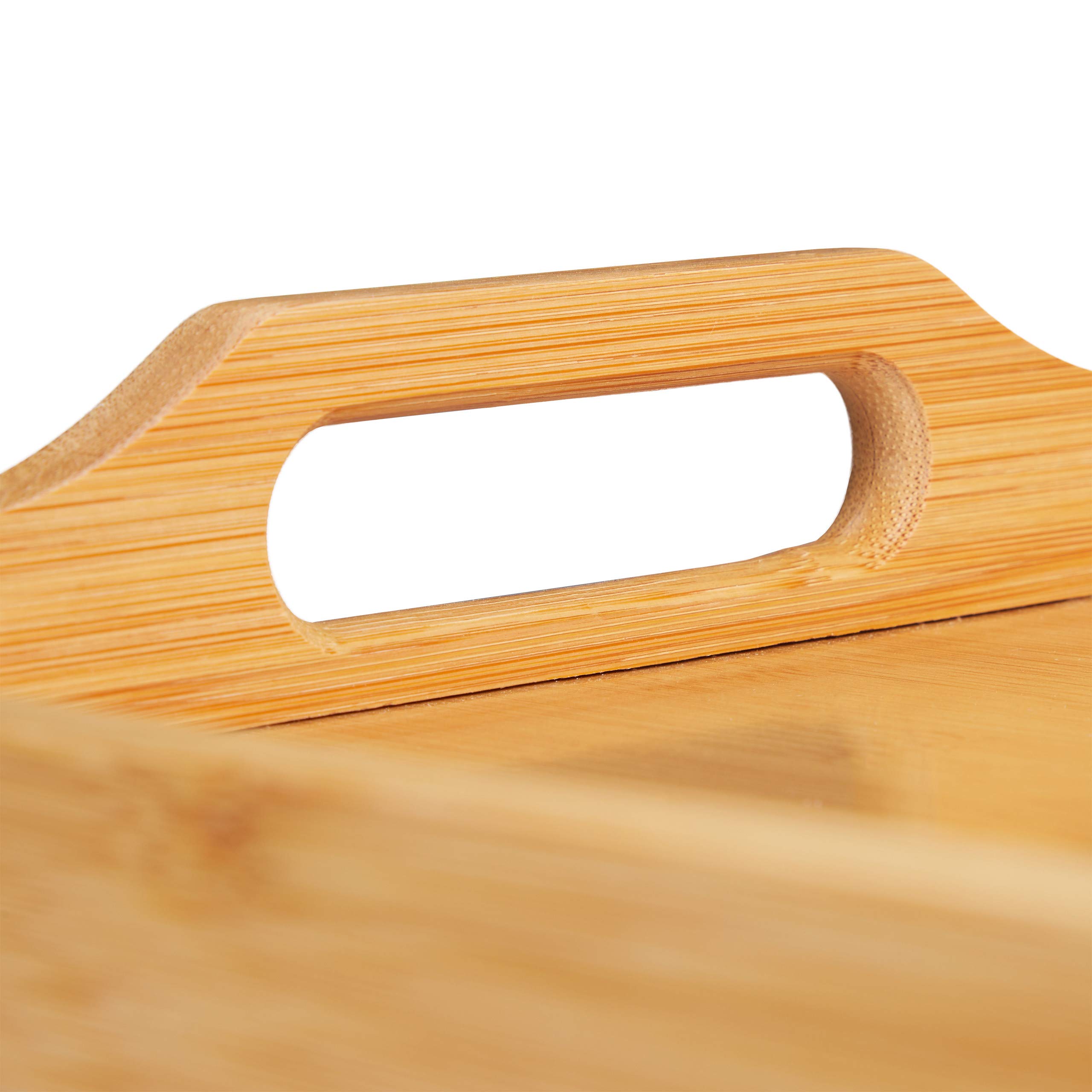 Relaxdays 10027594 Plateau de Service en Bambou, Petit déjeuner, en Bois, tiroir Amovible, poignées, HLP 10 x 43 x 31 cm, Nature, MDF, 1 x