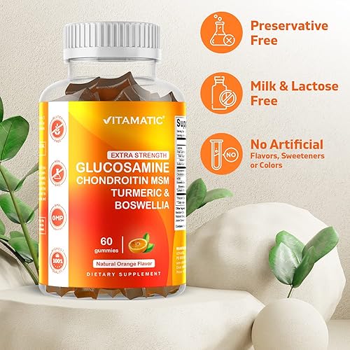 Miniatura 3 de Vitamatic Gomitas de condroitina de glucosamina extra fuertes con MSM cúrcuma y boswellia - Apoyo para las articulaciones - 60 gomitas a base de
