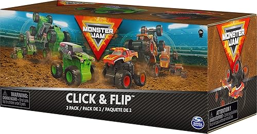 Miniatura 10 de Monster Jam Paquete de 2 camiones monstruos oficiales de Grave Digger y El Toro Loco Clip  Flip Monster Trucks escala 143 juguetes para niños