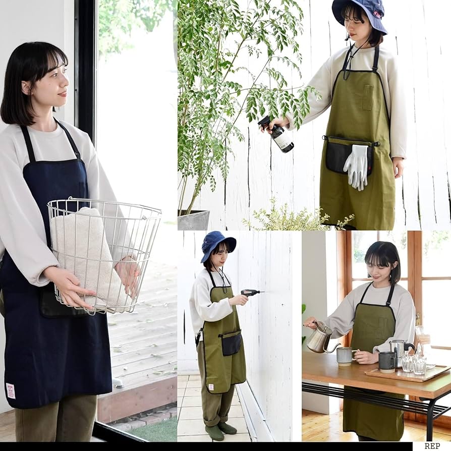 Amazon｜[レップ] エプロン (レディース メンズ) ポケットが