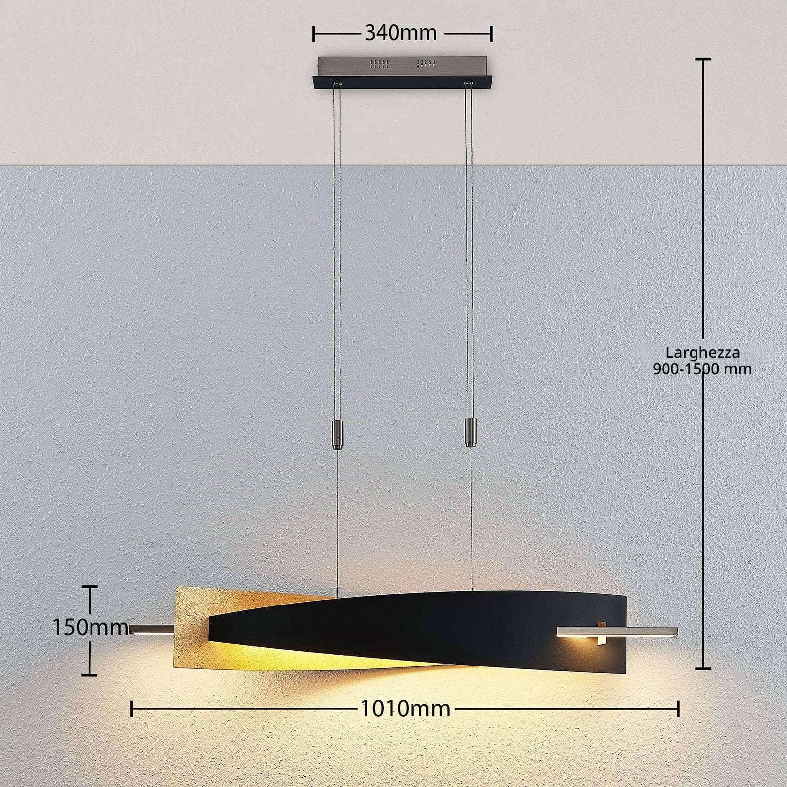 Lucande lampada a sospensione dimmerabile (Moderno) colore Nero, in Metallo ad es. Soggiorno & Sala da pranzo lampadina inclusa Lampada lampadine per plafoniera