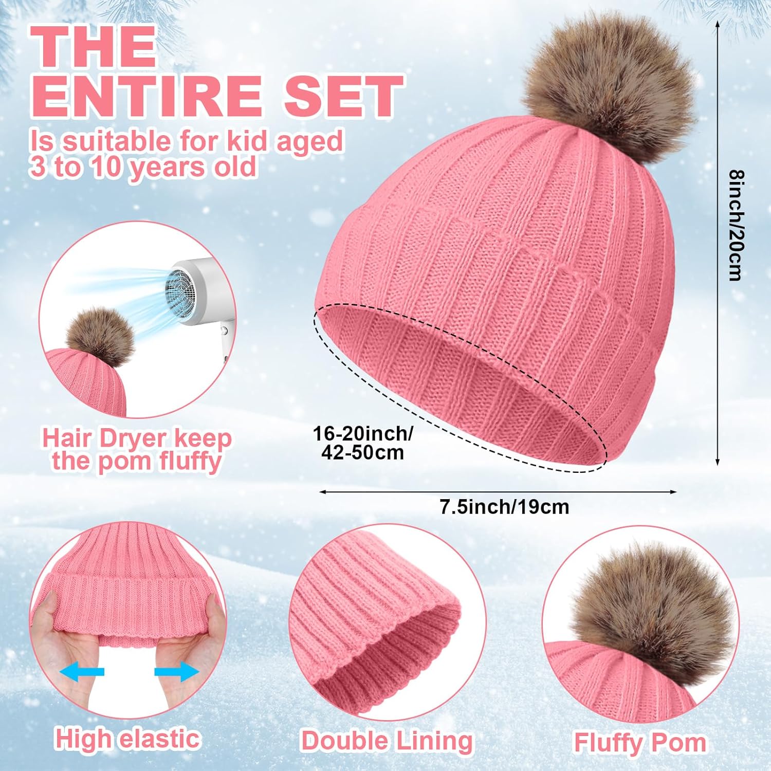 Liitrsh 4 Sets Kids Winter Hat Gloves Scarf Set Girls Boys Knit Hat Long Scarf Snow Gloves Outdoor for Toddler - Image 2