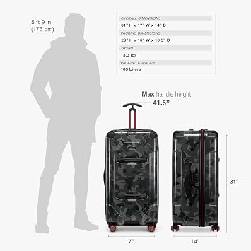 Traveler's Choice Maxporter II Polycarbonate Hardside Trunk with Spinner Wheels, Gray Camo, 31-Inch Large Trunk