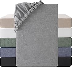 SOULFUL Fitted Sheet 140 x 200 cm, 100% Washed Cotton Flat Sheet up to 25 cm Mattress Height, Breathable with Linen-Like Handle, Oeko-Tex Certified, Smoke Grey