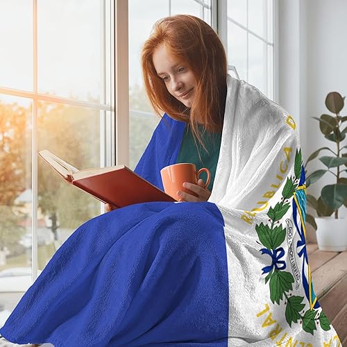 Miniatura 5 de Manta patriótica de franela azul suave de El Salvador, regalo para mujeres y hombres, manta mullida para sofá regazo, para interiores y exteriores,