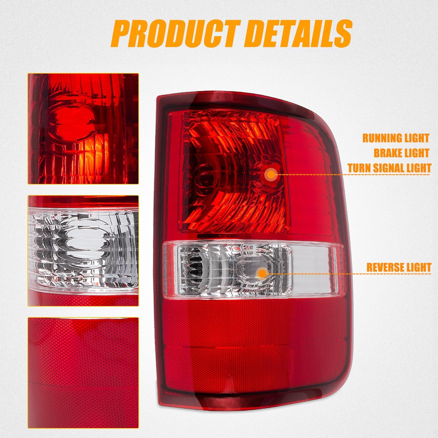 RANSOTO Right Tail Light Compatible with 2004 2005 2006 2007 2008 Ford F150 F-150 Replace FO2801182, 5L3Z-13404-CA, 6L3Z-13404-BA Rear Brake Light (Passenger Side)