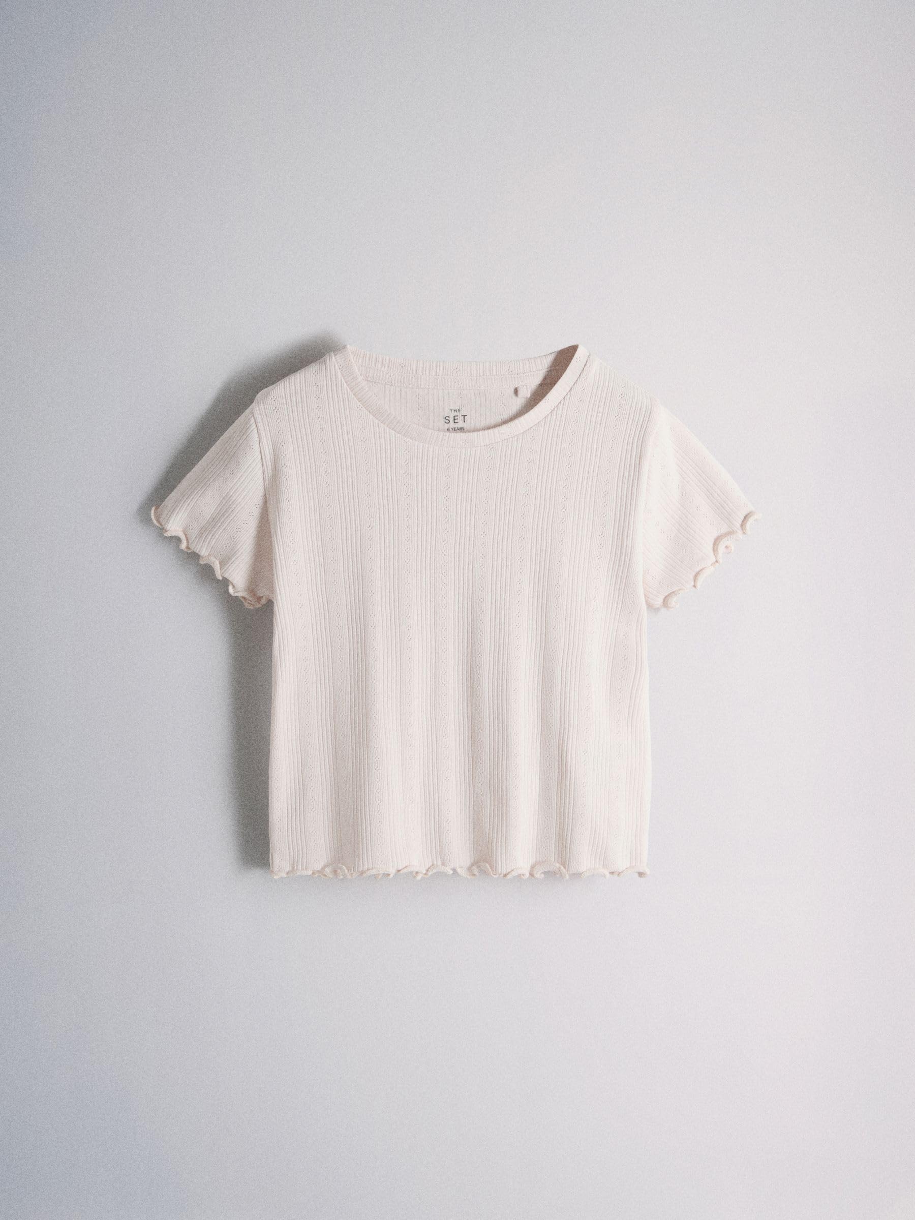 THE SET Fille Pyjama en Jersey Manches Courtes avec ajouré Pointelle, Lot de 3