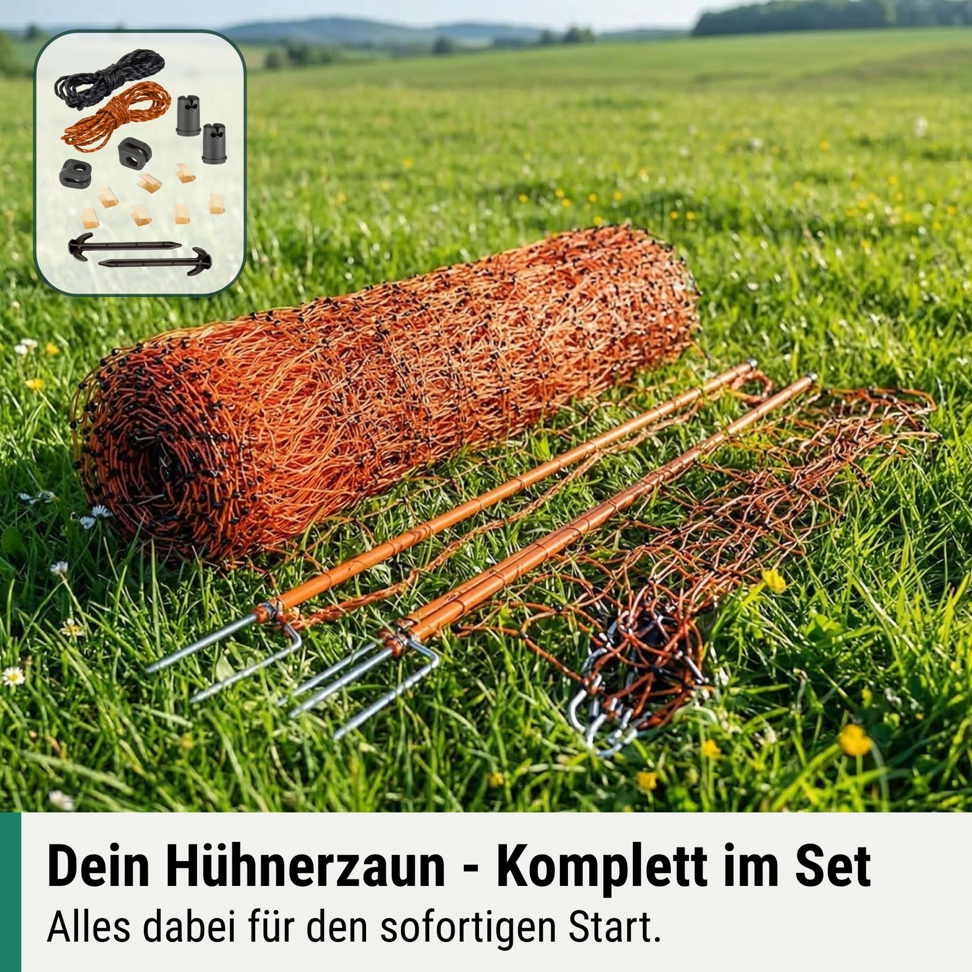 Agrarzone Rete per pollame CLASSIC elettrificabile, doppia punta, arancione 50 m x 106 cm - Rete robusta con mascherina rinforzata - Facile da installare e ampia compatibilità
