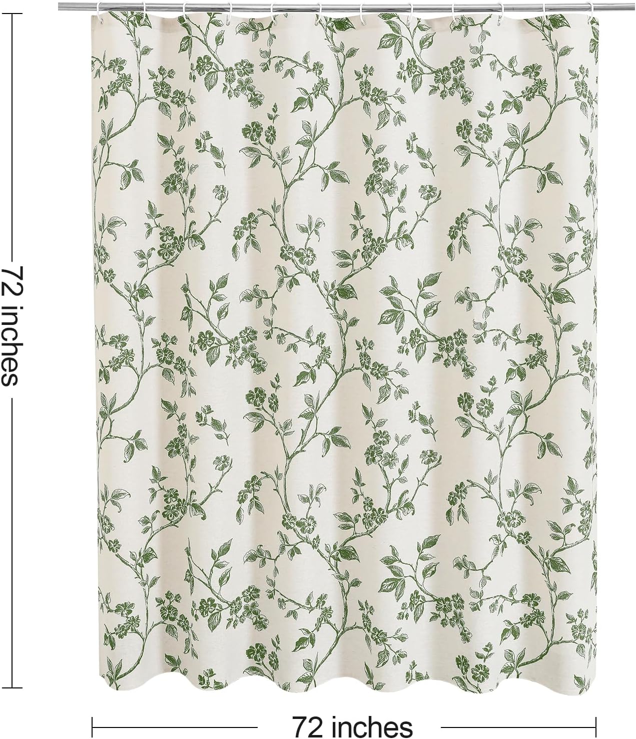MitoVilla Sage Green Boho Shower Curtain Set, Cotton Floral Cottagecore Spring Shower Curtains for Bathroom, Modern Farmhouse Country Plant Leaves Bathroom Décor, 72" W x 72" L
