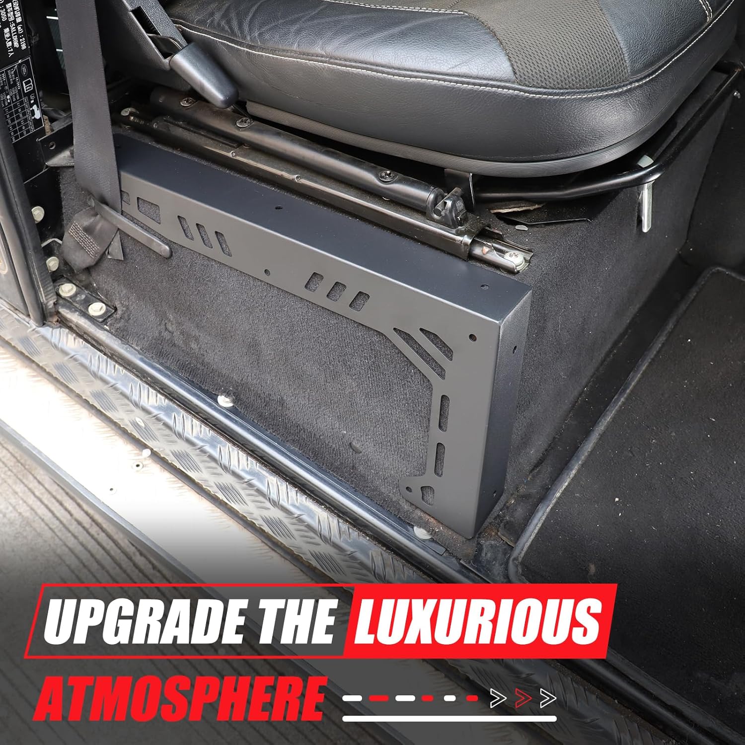 PIUGILH Seat Bracket Compatible with Land Rover Defender 2004 2005 2006 2007 2008-2018, Seat Side Mounting Bracket Track Assembly Sets, Includes Brackets and Hardware, Black, 2Pcs