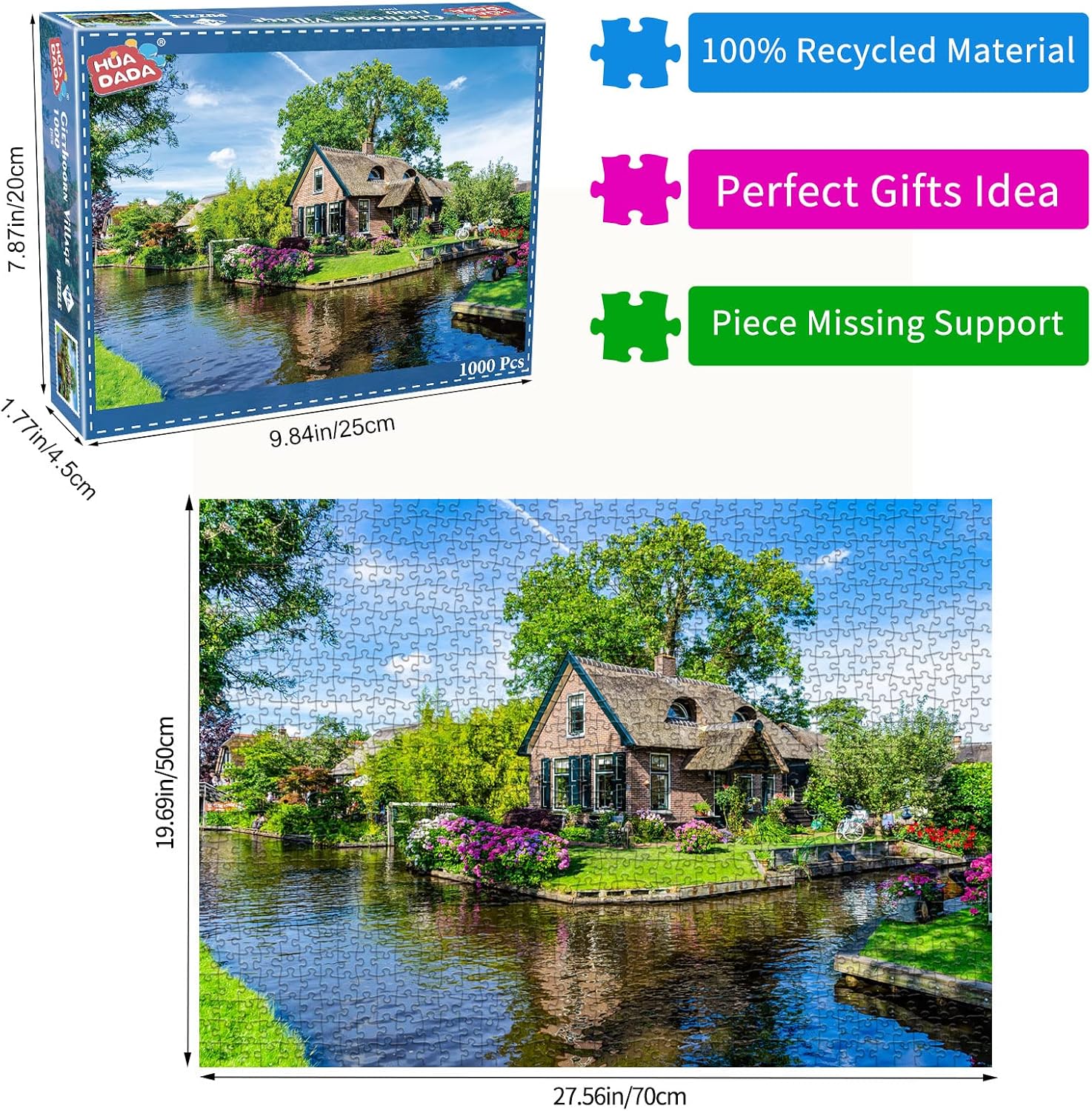 Giethoorn Village Jigsaw Puzzles for Adults 1000 Pieces Venice of the North Jigsaw Puzzles for Adults Gifts - Image 3