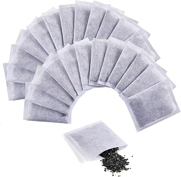 24pcs Activated Charcoal Water Filters, Coconut Shell, Chemical-Free, Odor Absorbing, Carbon Filter Replacements for Distillers, One Year Supply