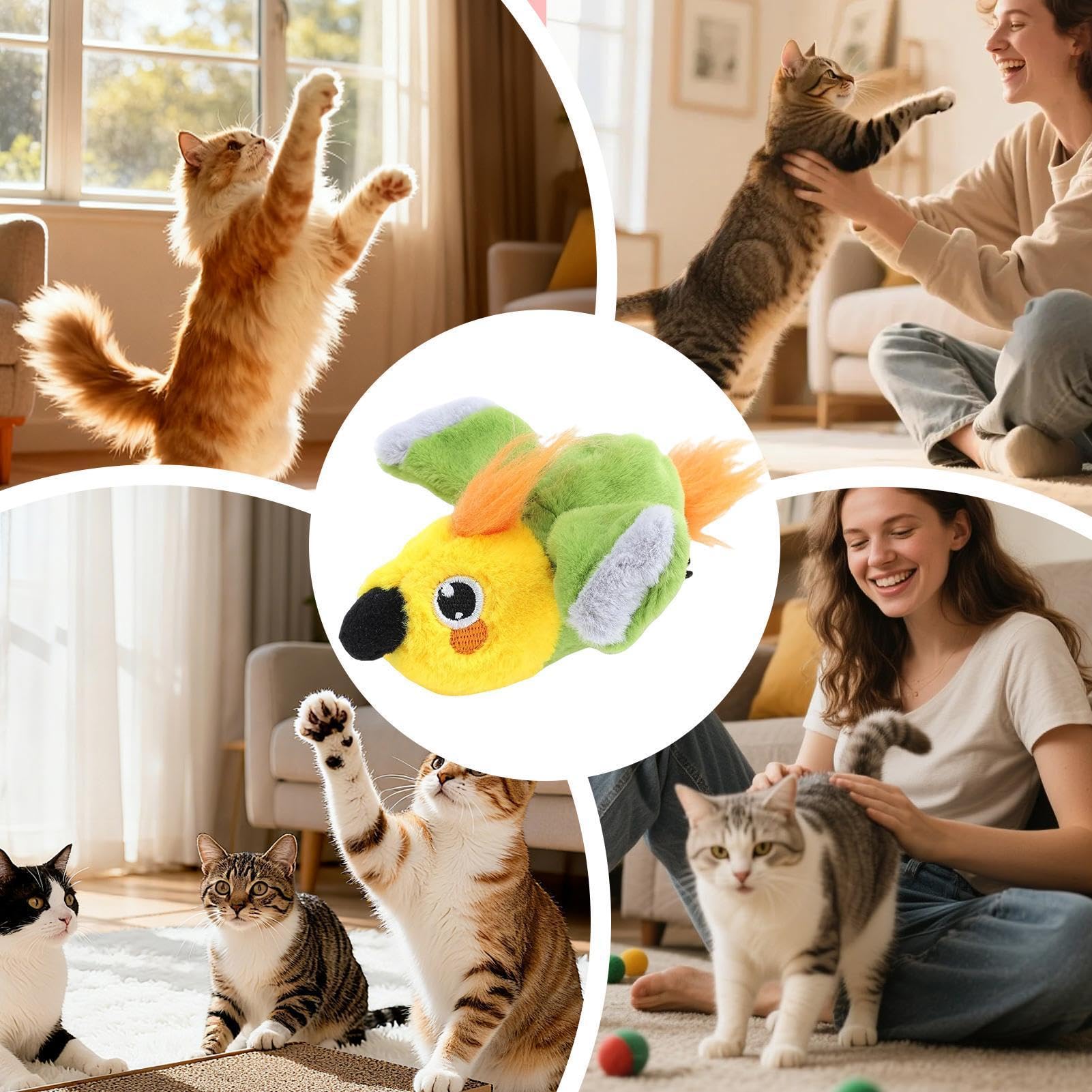 Jouet d'oiseau pour chat perroquet peluche interactif rechargeable intérieur