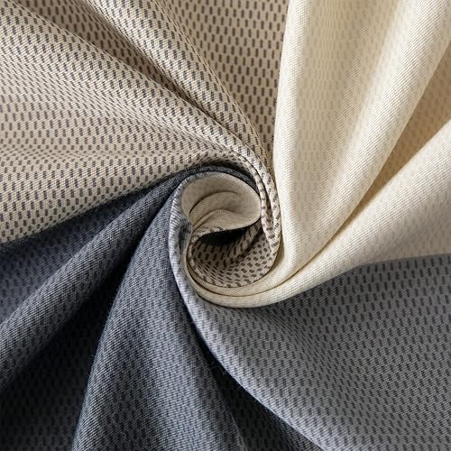 Miniatura 6 de Juego de funda de edredón a cuadros para cama individual, 100% algodón, diseño a cuadros gris, caqui, juego de ropa de cama para niños, suave de