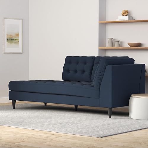 Miniatura 2 de Sofá esquinero Modway Empress, estilo de mediados de siglo, tapizado de tela en avena, Tela, Celeste