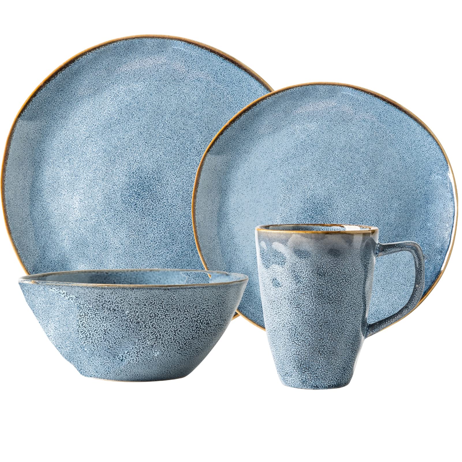 16-częściowy porcelanowy zestaw obiadowy z talerza płaskiego, talerza deserowego, miski na płatki śniadaniowe i kubek, porcelanowy zestaw naczyń dla 4 osób
