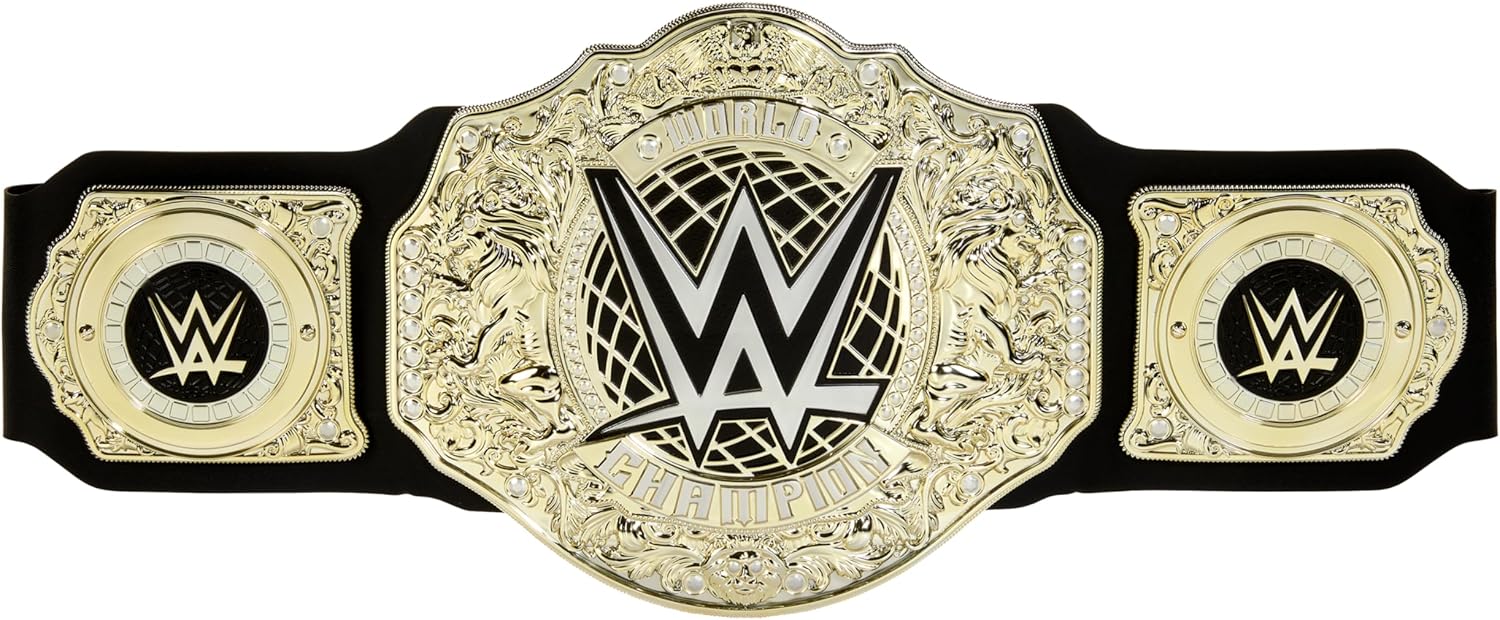 Mattel WWE Championship Title, World Heavyweight Championship Role-Play & Costume Piece, Leather-Like Belt 3+ Feet with One-Time Adjustment Mattel WWE Championship Title, World Heavyweight Championship Role-Play & Costume Piece, Leather-Like Belt 3+ Feet with One-Time Adjustment