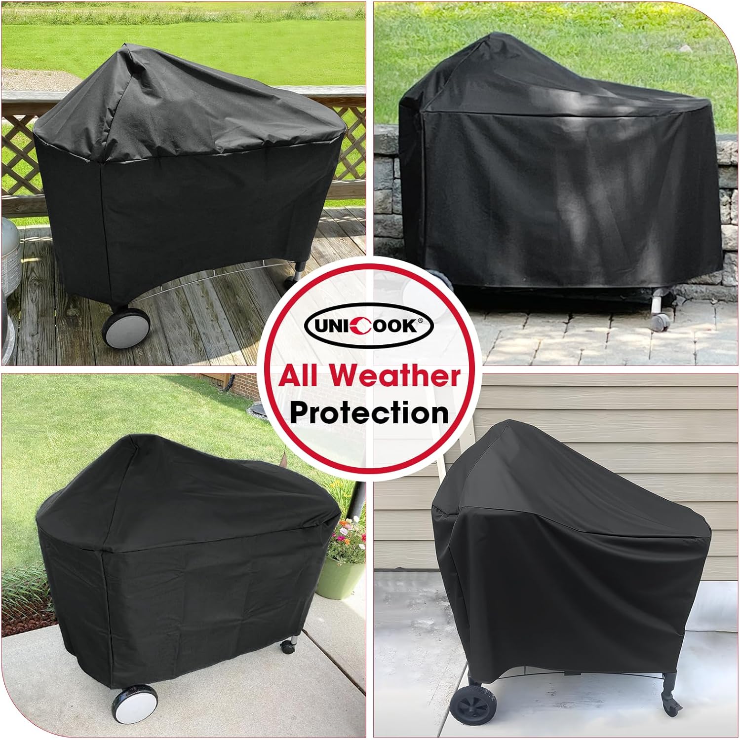 Unicook Grill Cover Compatible with Weber Performer Deluxe Charcoal Grills 22-Inch, BBQ Cover for Outside, Heavy Duty Waterproof Fade Resistant Barbecue Protector, Compared to Weber 7152