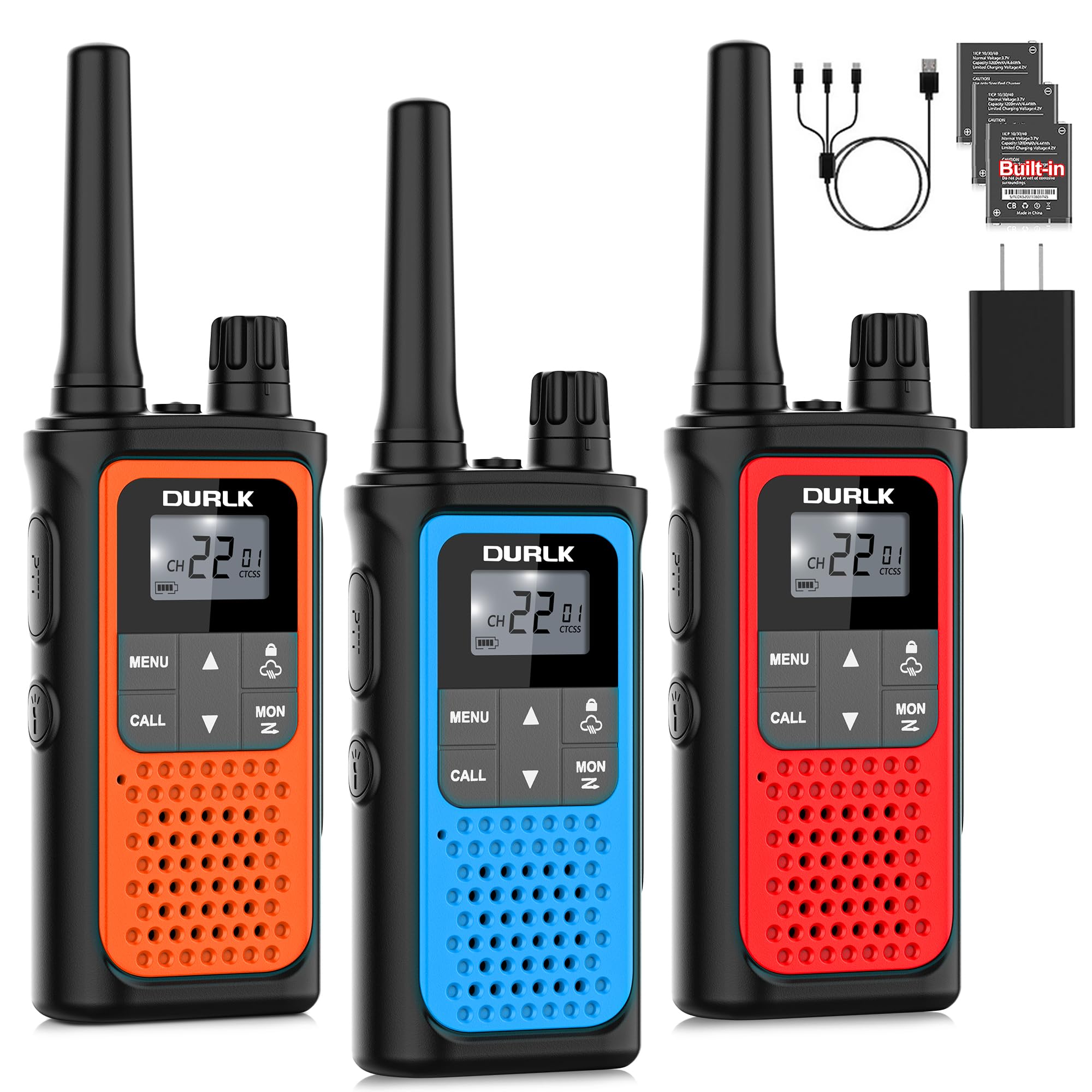 Walkie Talkies for Adults Long Range 3 Pack Rechargeable 2 Way Radios