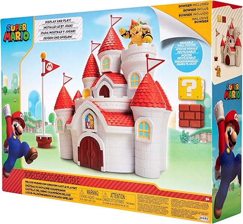 Miniatura 9 de SUPER MARIO 58541 Mushroom Kingdom Castle Playset con exclusiva figura Bowser de 2.5 pulgadas, con licencia oficial de Nintendo, Princess Peach