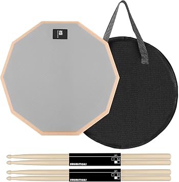 Childrens adult drummer practice mat 12 inch snare drum alto drum practice mat with 2 pairs of drum sticks storage bags, small snare drum with no noise or disturbance to the public