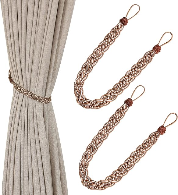 Hand Knitting Curtains Tied Rope Simple Type Curtain Tie Backs and Accessories (Brown)