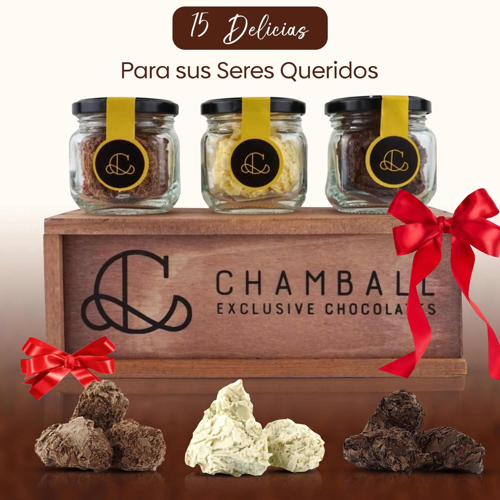 Caja de Chocolates para Regalar, 15 Trufas de Chocolate Belga con: Chocolate Blanco, Negro y con Leche, Rocas de Chocolate ideal Caja regalo Chocolate con Trufas Magicas, Chocolate box de CHAMBALL