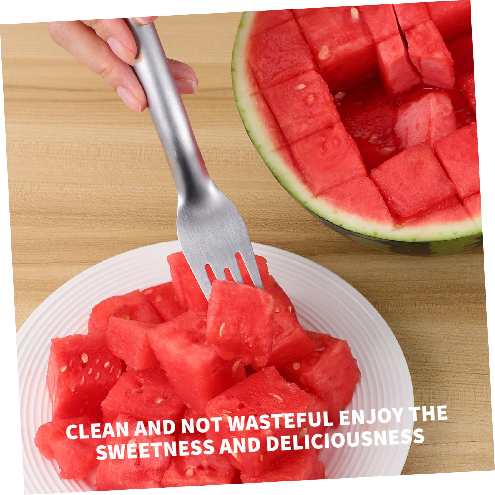 Garneck Watermelon Slicer Fork Fruit Fork Melon Cutting Tool Stainless Steel Easy to Use