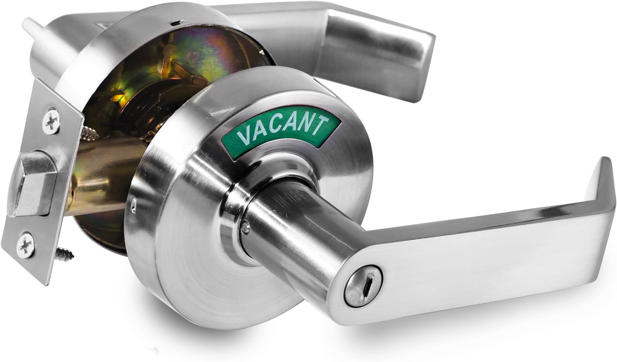 VIZILOK Privacy Indicator Lock - Commercial Grade Left Right Reversible Occupancy Indicator Stainless Steel Lock - Satin Chrome