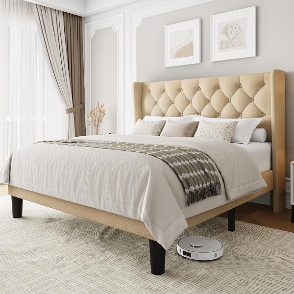 Einhomn Upholstered Bed Frame with Headboard