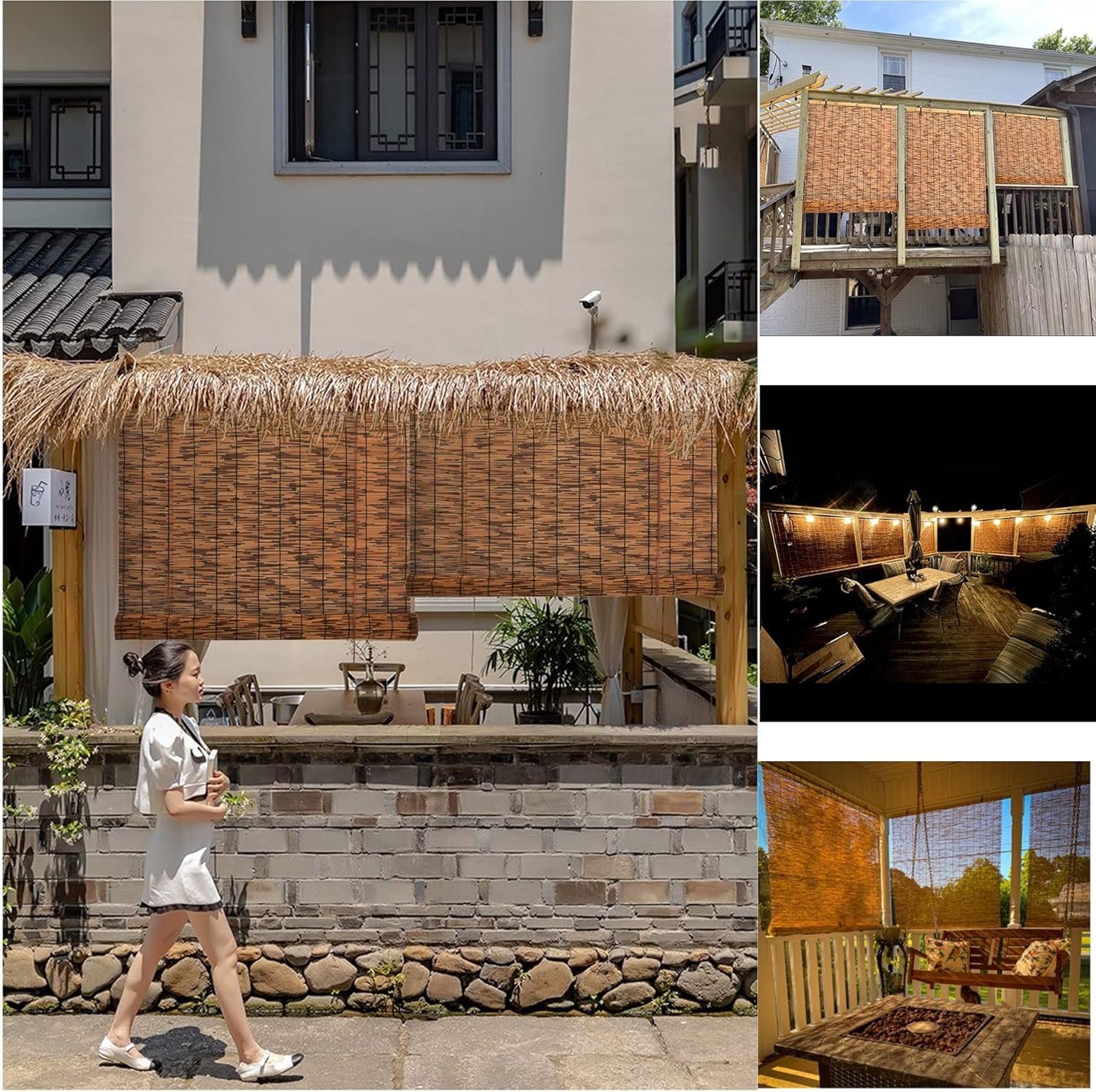 すだれ 目隠し 屋外窓フィルム断熱シート室内 簾よしず 日よけ天然 ナチュラル リードカーテンナチュラルリードフェンス手織りのプライ