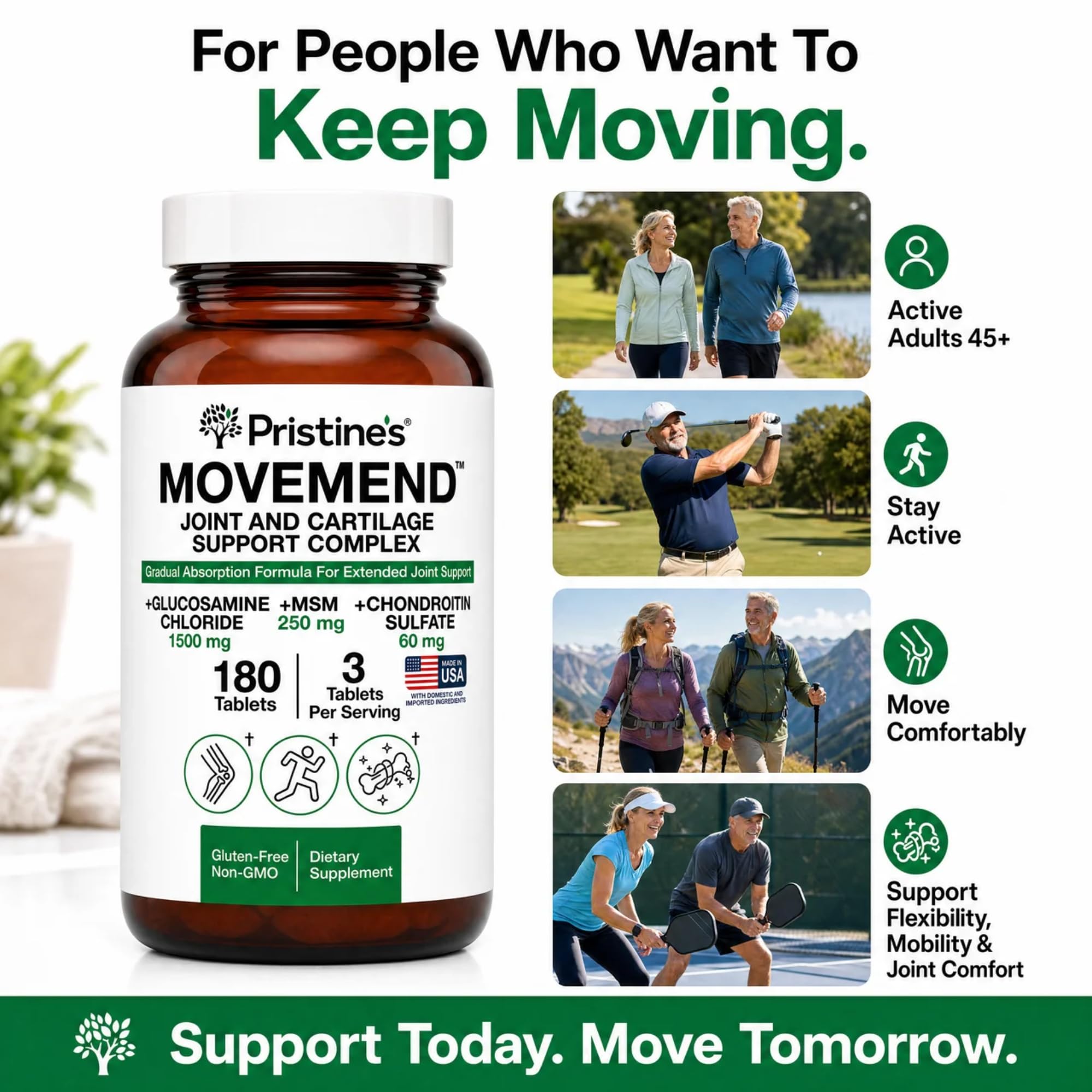 PRISTINE'S Movemend Glucosamine MSM Chondroitin Joint Support, 180 Tablets — Amazon image 6
