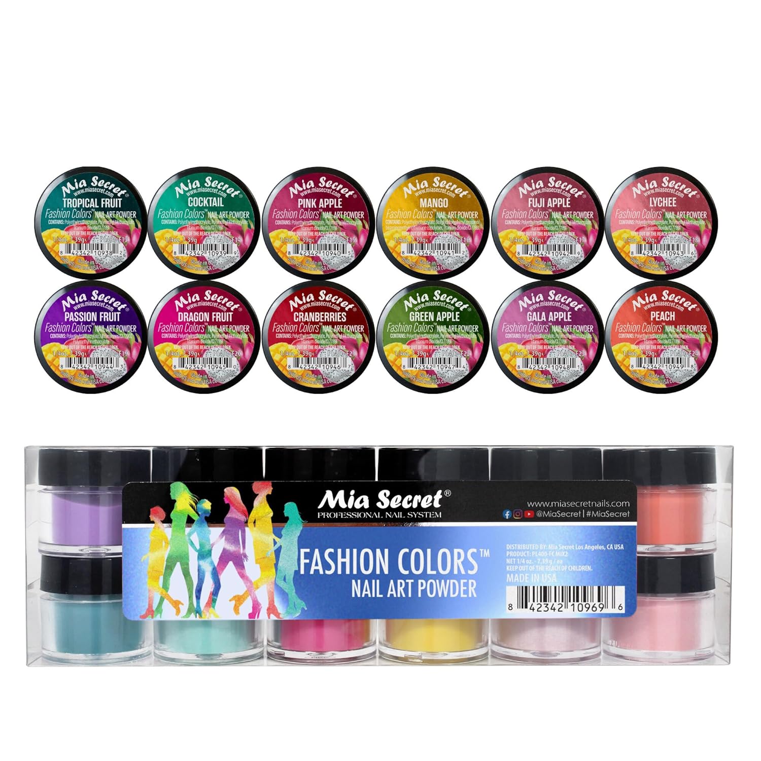 Mia Secret Fashion Color Nail Art Powder 12 Colors Mix
