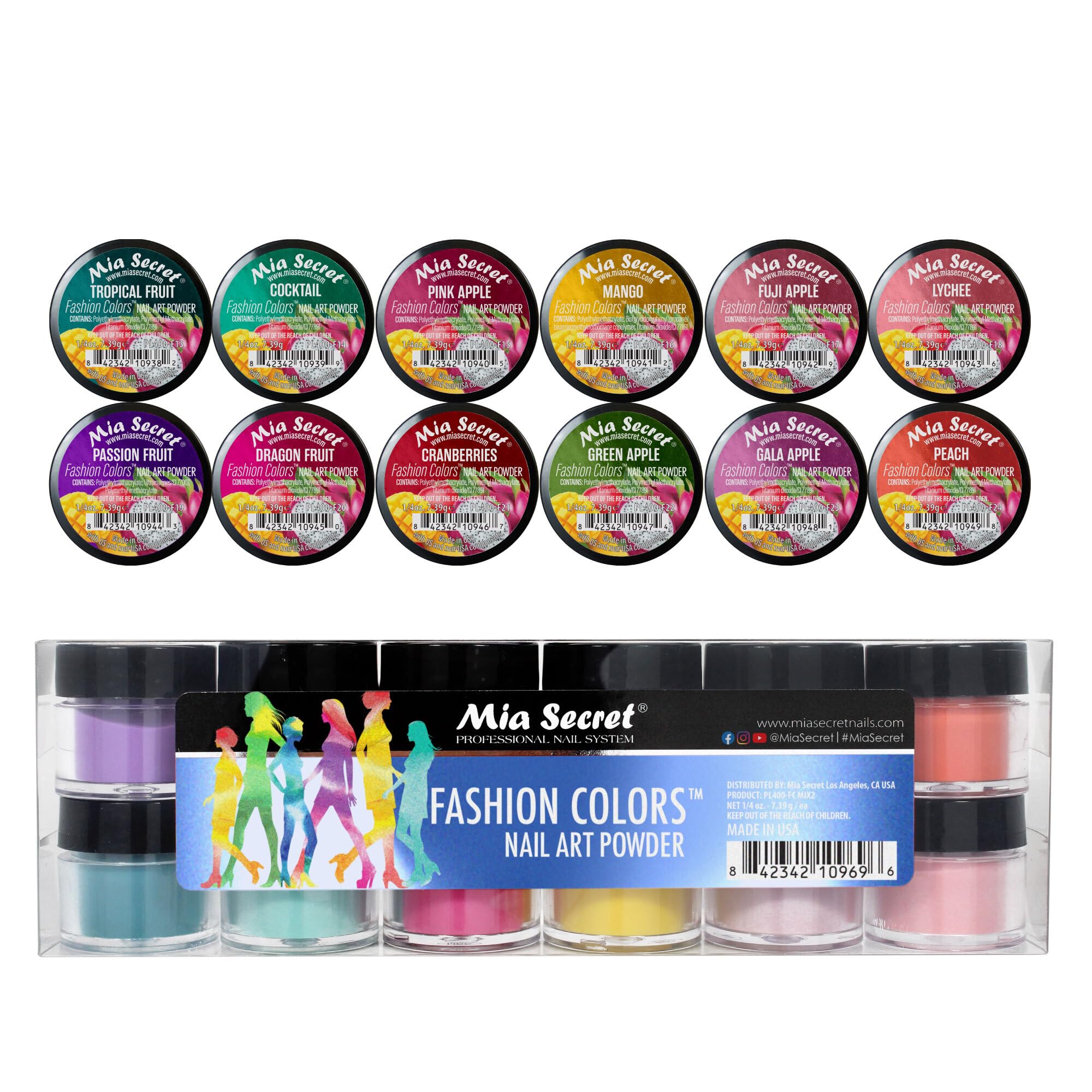 Mia Secret Fashion Color Nail Art Powder 12 Colors Mix