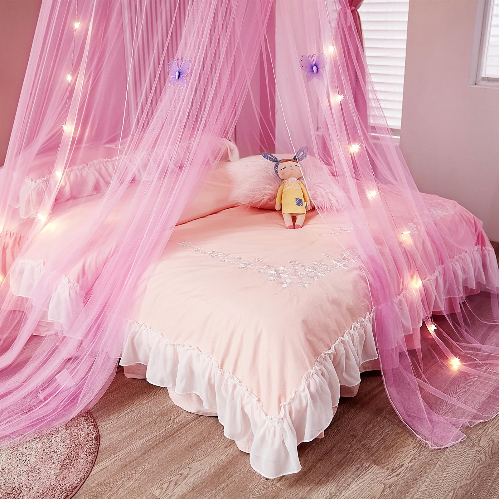 ZIQINPSQ Princess Bed Canopy for Girls (No Lamp), Purple&pink Style, W 22.8" x L 89.8" (1 Panels) - Image 3