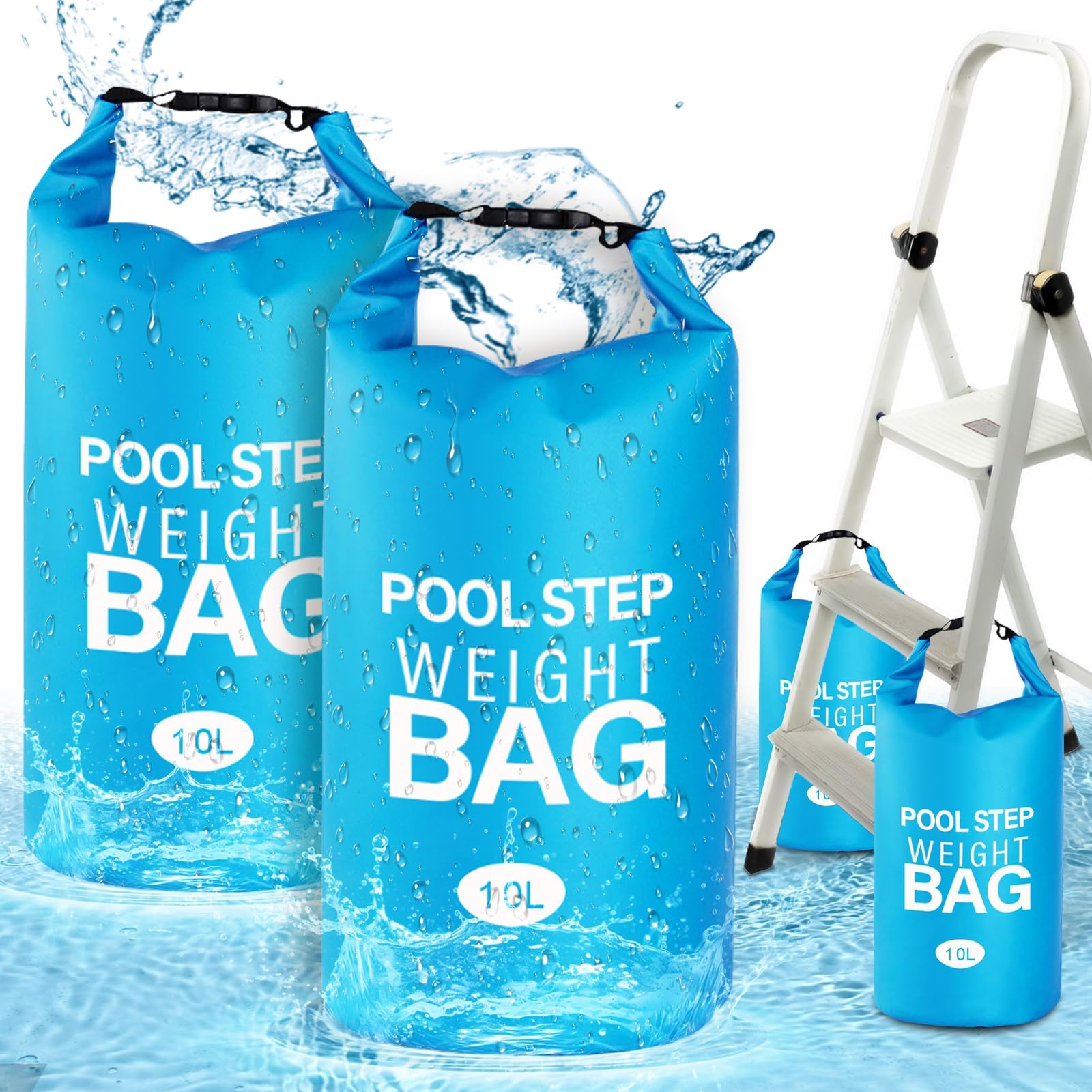 Jakelove Pesos para escalones de piscina, 2 unidades de 10 L/4,5 kg 500D PVC para escaleras, bolsas de arena impermeables y resistentes a desgarros para peldaños de piscina