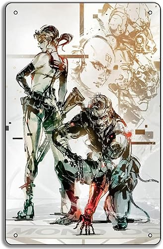 Póster de Venom Snake & Silence V2 MGS V para pared, letrero de metal de estaño de 8 x 12 pulgadas