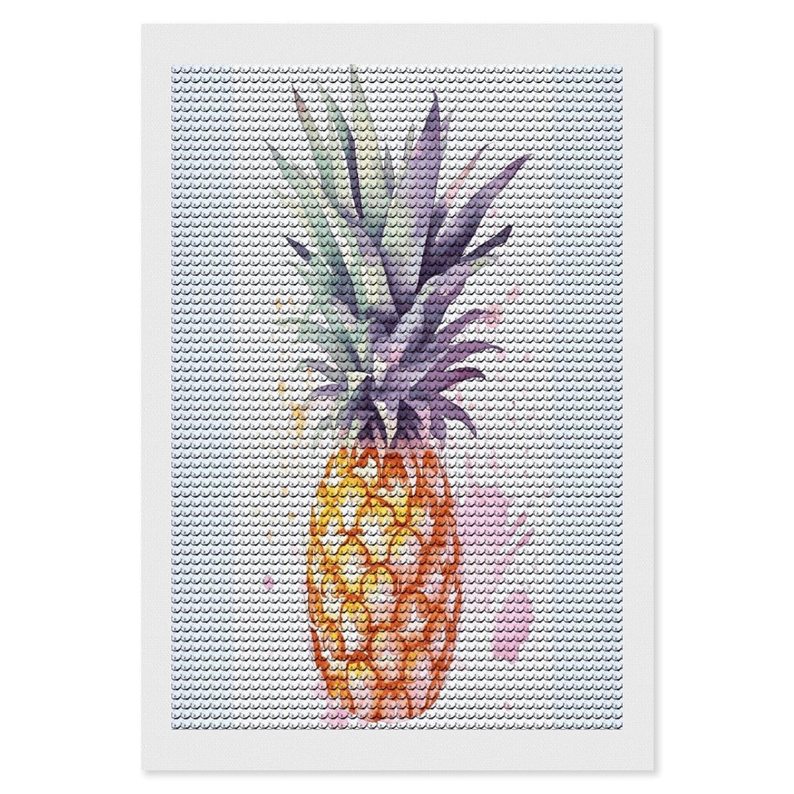 FekiLoot Pineapple Diamond Painting Kits for Beginners DIY Diamond Art Kits for Adults Full Drill Round Diamond Dot Gem Art Painting Fun DIY Crafts for Home Kitchen Wall Decor Gift 8"x12"