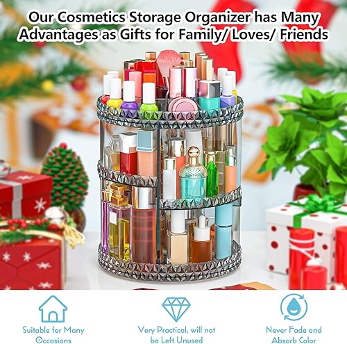Miniatura 5 de Organizador de maquillaje giratorio de 360 grados, bandejas ajustables para bricolaje, organizador de perfumes, organizador profesional de acrílico