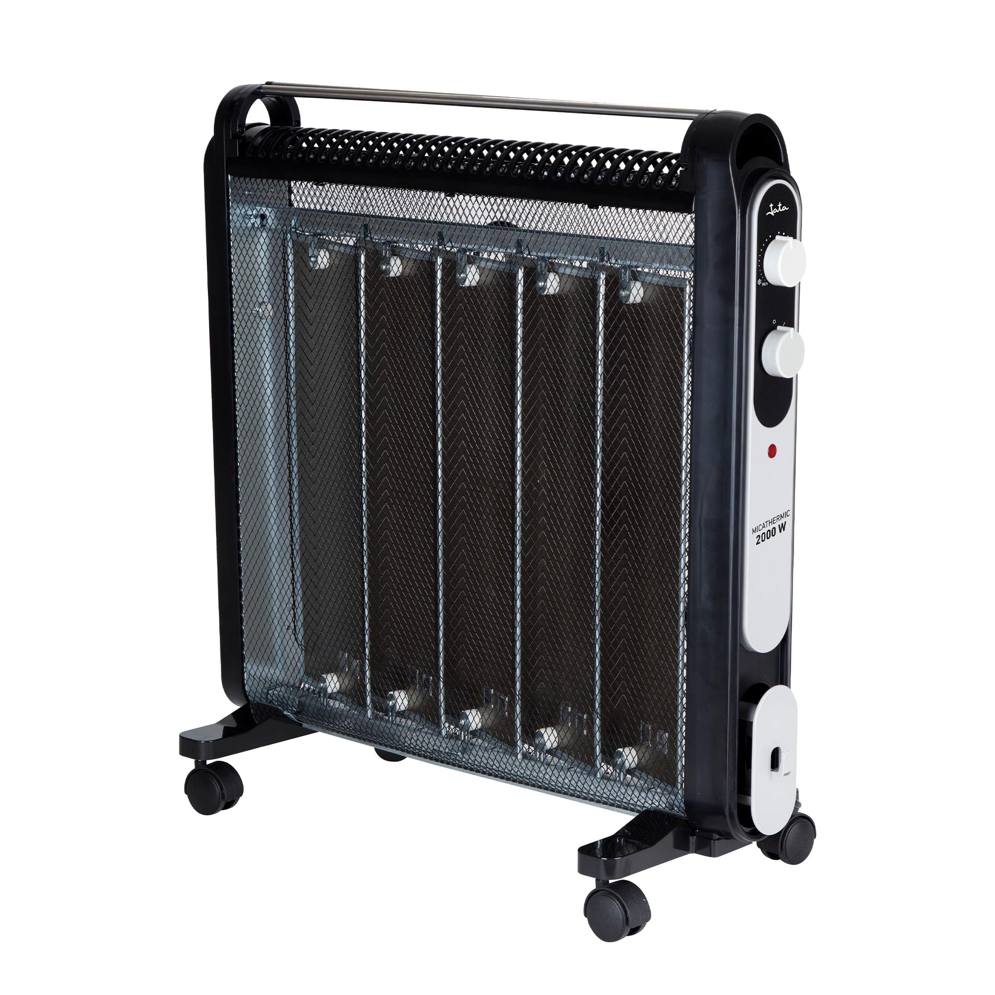 JATA RD227N - Radiador de Mica 2000W con Termostato Ajustable y 2 Potencias – Calefactor Bajo Consumo, Asa de Transporte, Antivuelco y Sistema Contra Sobrecalentamiento – Rápido y Silencioso