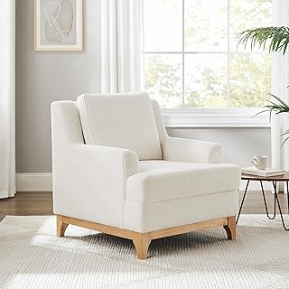 VANOMi Oversized Accent Chair, Modern Boucle Armchair with Wood Legs, Mo...