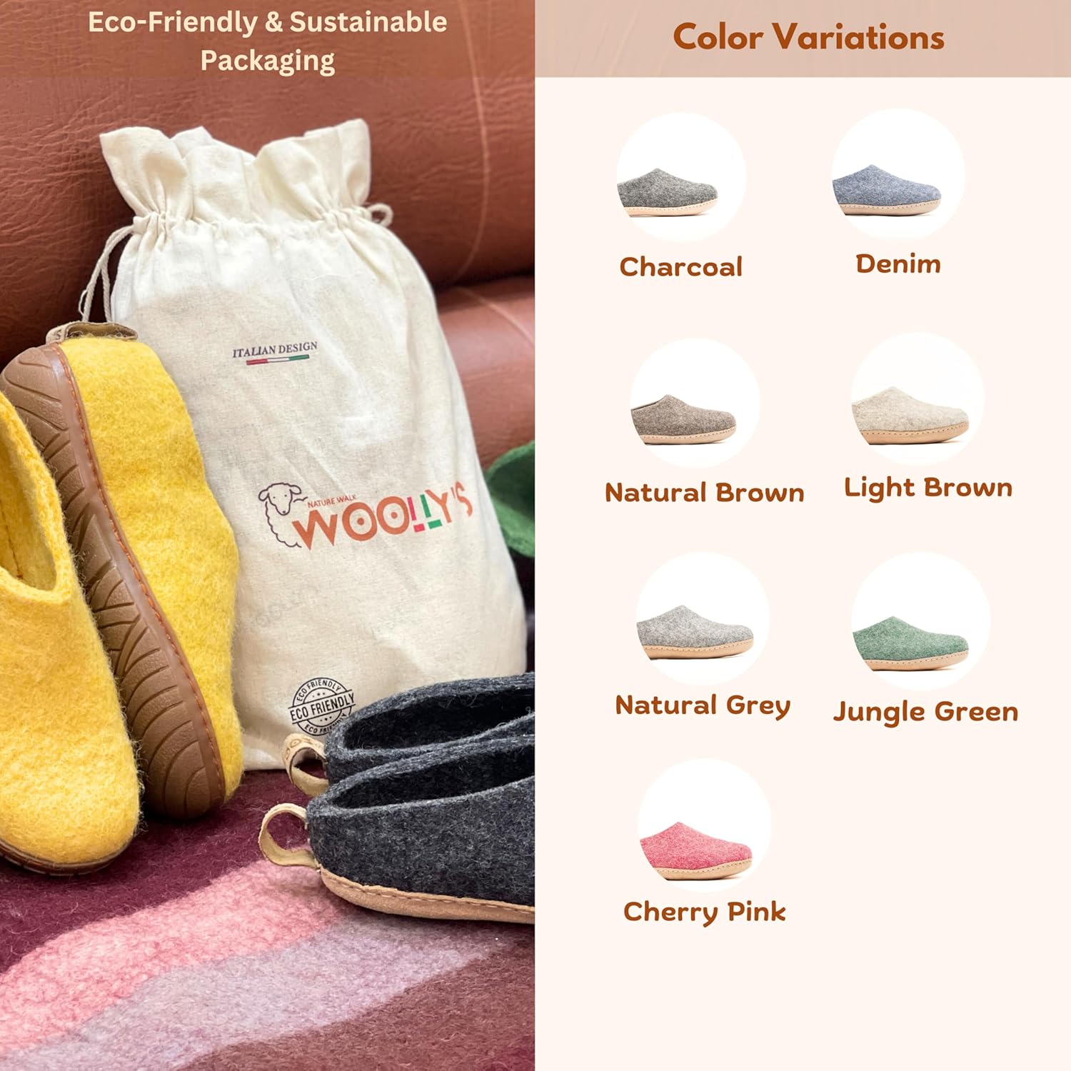 Woolly's Indoor Open Heel Slippers With Leather Sole | Premium New Zealand Wool | Handcrafted with Italian Design | Soft, Breathable & Ordor Free - Image 9