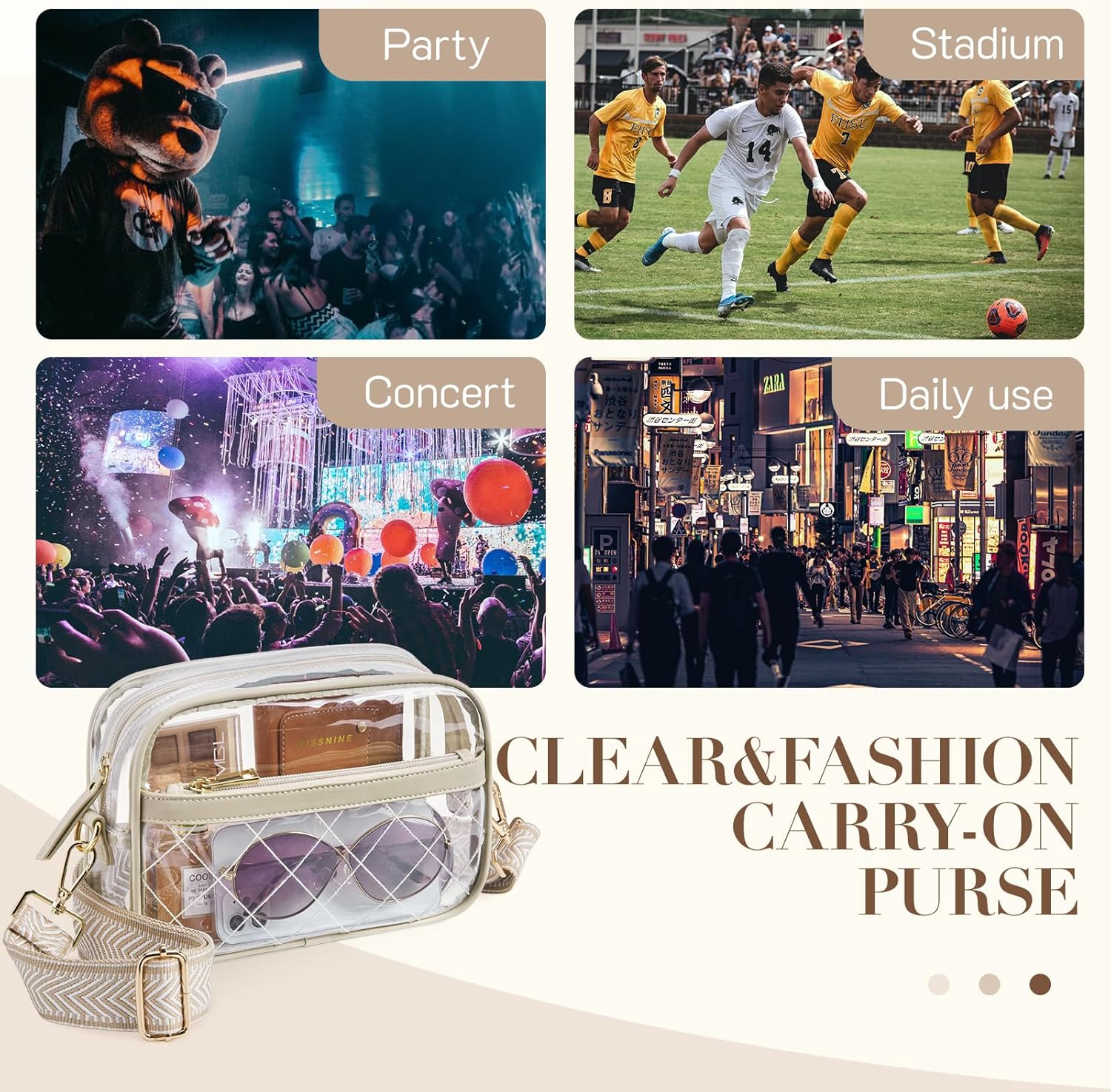 Missnine Clear Bag for Stadium Events Quilted Clear Purse for Women Stadium Approved PVC Crossbody Concert Bag - Image 6