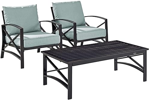 Crosley Furniture Kaplan 3-Piece Outdoor Chair and Coffee Table Set,