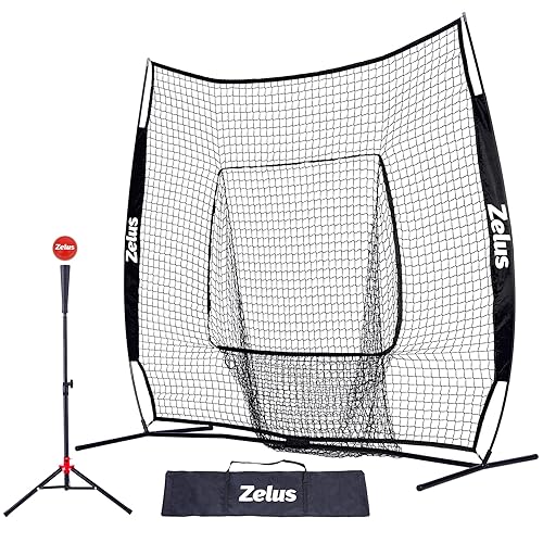 7x7ft Baseball Net, Baseball Softball Practice Net with Tee, Baseballs