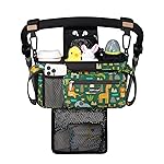 TOPDesign Universal Baby Stroller Organizer, Stroller Caddy with Detachable Mesh Bag & Heightened Insulated Cup Holders & Non-Slip Secure Hooks Accessories, Fits Most Strollers (Zoo 2)