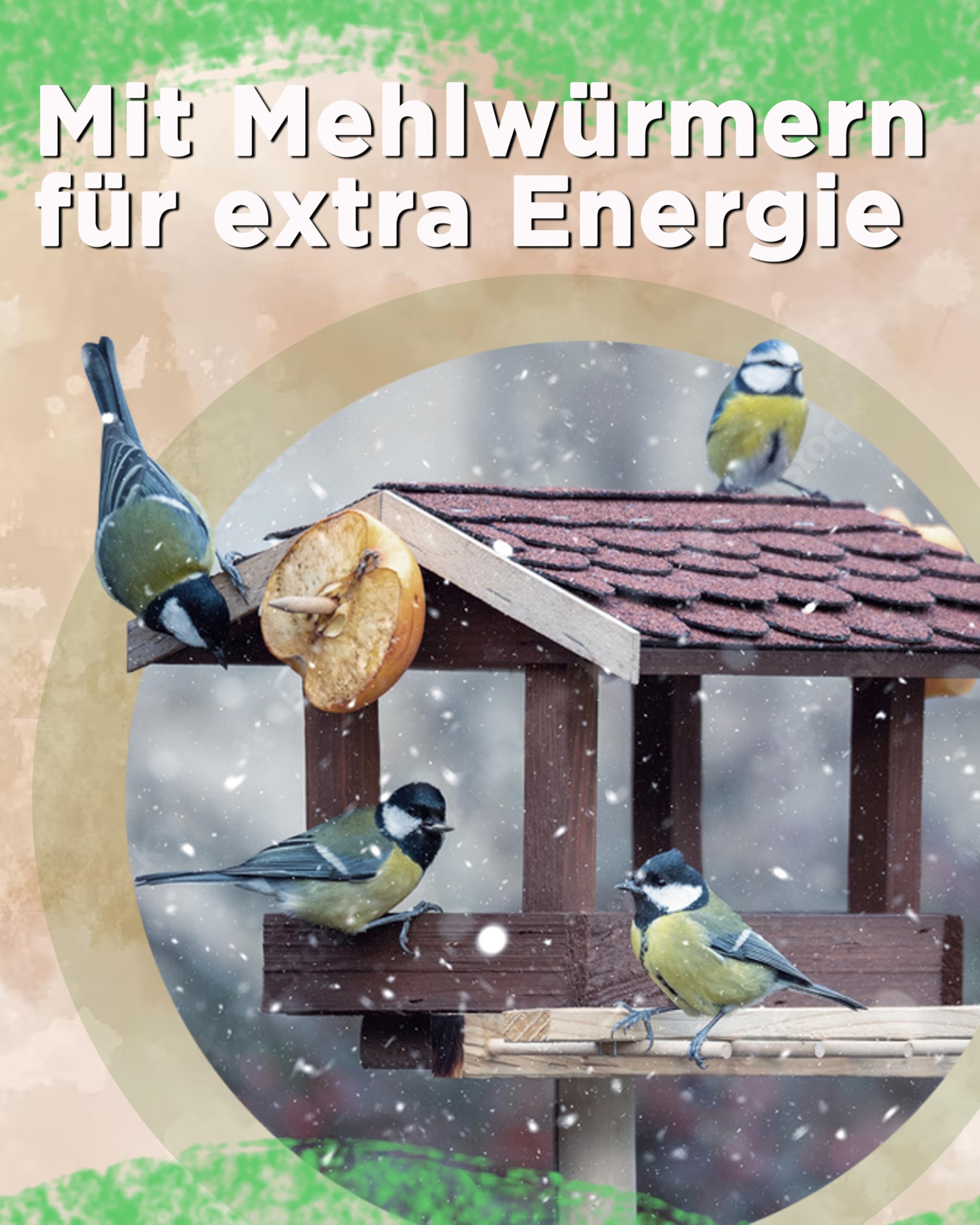 Futterbauer 25kg SCHALENLOSES Streufutter !MIT MEHLWÜRMERN! Vogelfutter Ganzjahresvogelfutter